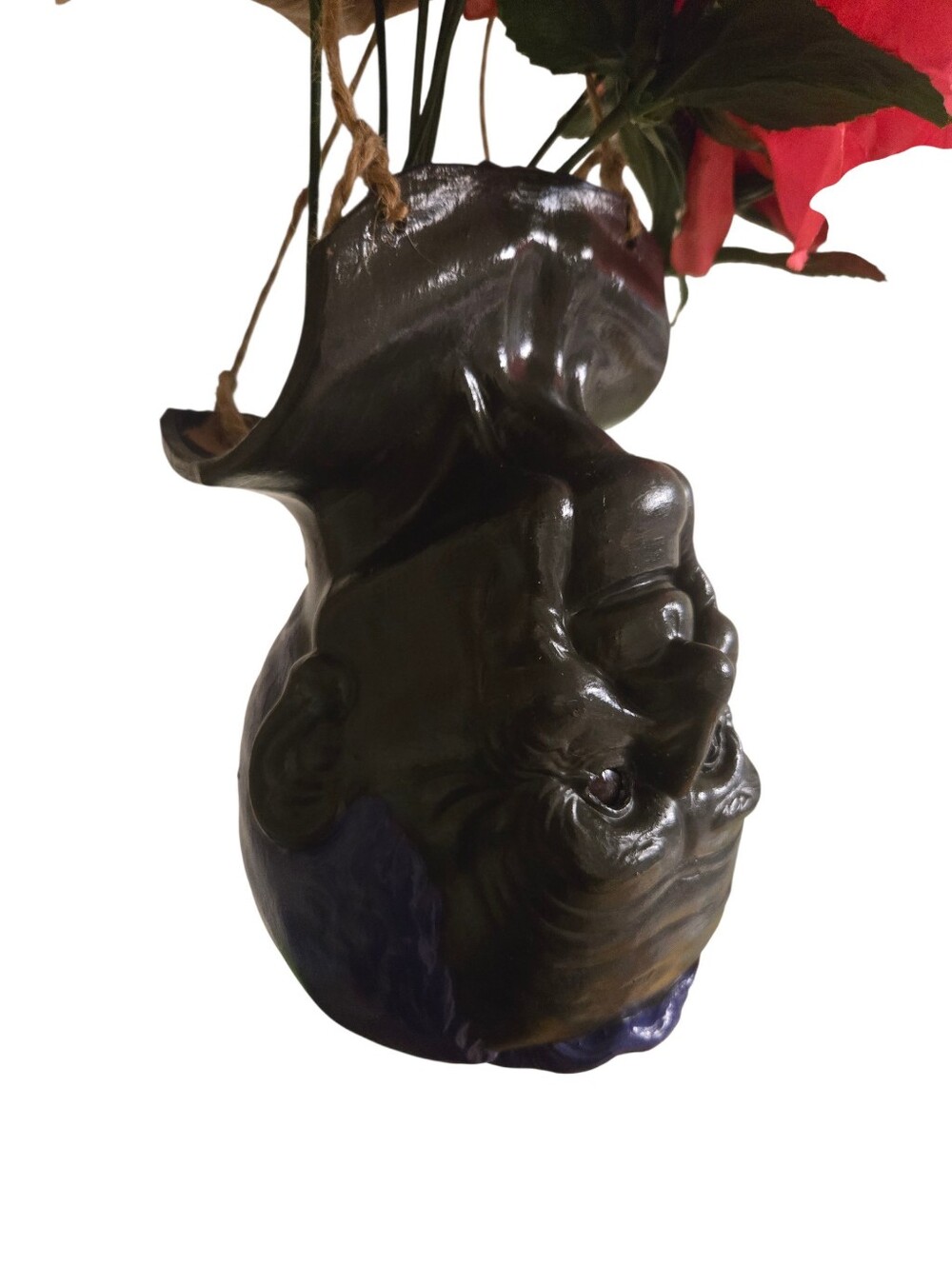 OOAK Altered Art 3D Planter - Hand-Painted Upside Down old man  Head Vase